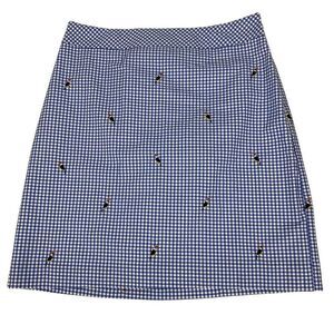Talbots Women's Blue Gingham Toucan skirt size 4P NEW